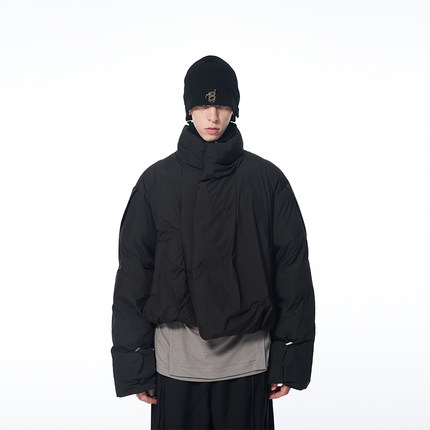 潮WOO专属 BLINDNOPLAN  B7捏褶印花logo短款棉服