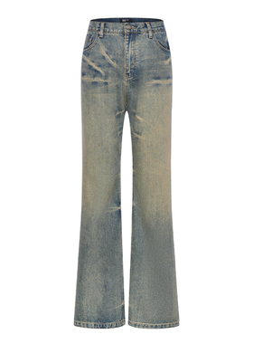 BORON ATOMS by BLINDNOPLAN 做旧泛黄猫须牛仔裤水洗百搭潮牌