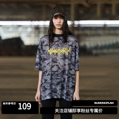 BLINDNOPLAN双面灰迷彩做旧短袖