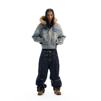 EXITMODE BY BLINDNOPLAN 25AW 毛边拼接remake原牛牛仔裤