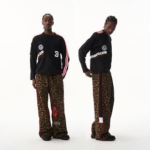 EXITMODE26SS美式复古拼接撞色卫衣球衣男女同款圆领套头长袖T恤