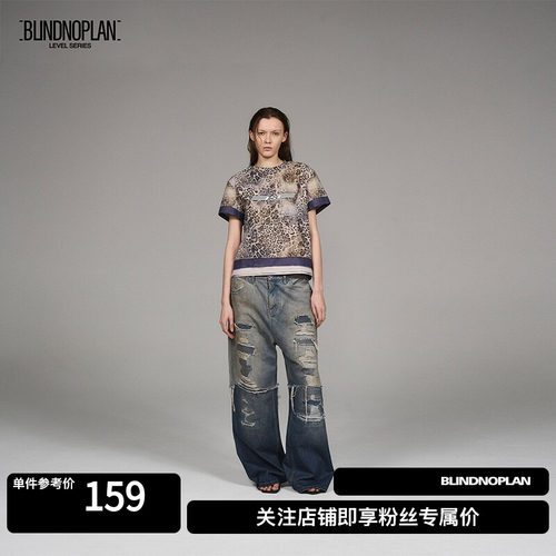 BLINDNOPLAN 25SS 高端系列豹纹印花视觉T恤2025新款短袖T恤