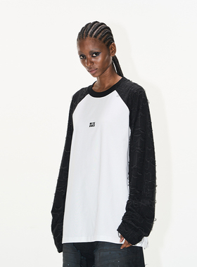 EXITMODE BY BLINDNOPLAN 25SS 撞色基础LOGO刺绣插肩袖长袖T恤