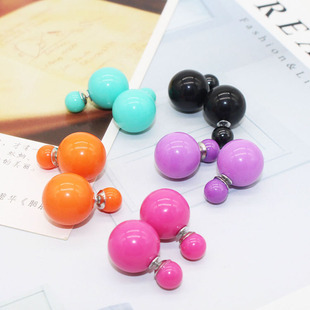 【5对装】甜美耳钉时尚双面大小球双面珍珠耳钉百搭气质耳环耳饰