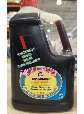 包邮加拿大购Kikkoman龟甲万字酿造生抽寿司酱油1.89升无人工添加