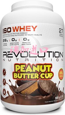 包邮加拿大REVOLUTION ISO乳清分离蛋白粉908克花生酱杯味付定金