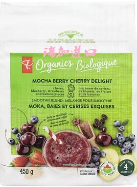 包邮加拿大PC总统之选摩卡浆果樱桃蓝莓草莓香蕉混合饮品450克