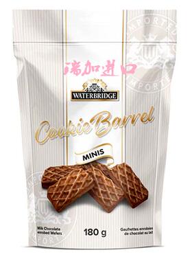 包邮加拿大Waterbridge水桥牛奶巧克力威化三明治饼干180克*3包