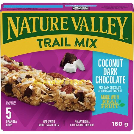 包邮加拿大Nature valley高纤谷物能量棒椰子黑巧克力160G多种2盒
