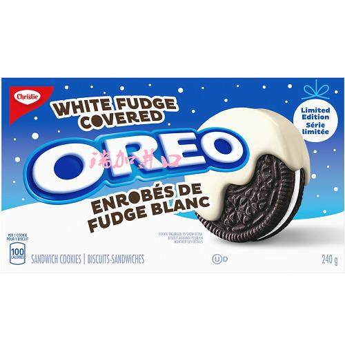 加拿大Christie OREO Fudge奥利奥白软糖巧克力夹心曲奇240G*3包