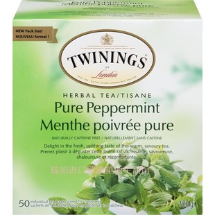 包邮加拿大TWININGS TEA川宁PEPPERMINT薄荷茶50包100克搭配多买