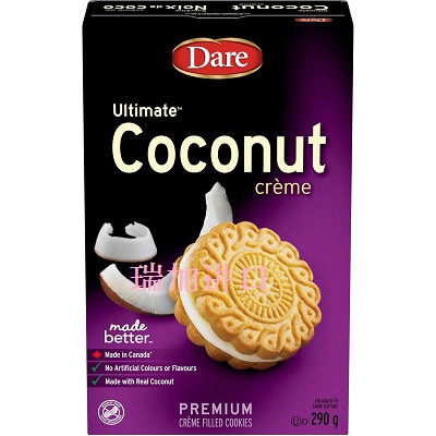 包邮加拿大Dare Coconut戴尔椰子奶油三明治夹心曲奇饼干290g*2盒
