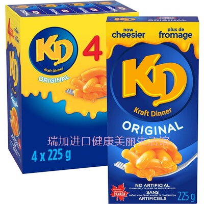 包邮加拿大Kraft卡夫切达奶酪芝士意面通心粉225克X4盒每箱900克