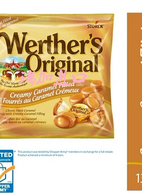 包邮加拿大Werther's Original经典奶油软焦糖灌芯硬焦糖135g*3包