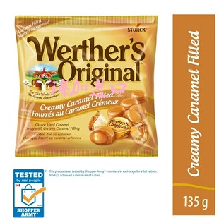 包邮加拿大Werther's Original经典奶油软焦糖灌芯硬焦糖135g*3包