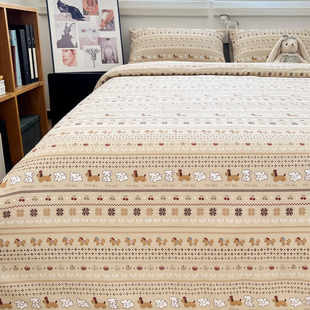 费尔岛小狗全棉四件套单件1.5m1.8米卡通学生宿舍单人床笠三件套