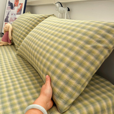 唐朝一只鱼水洗棉云岫兰绿枕套