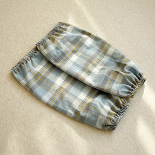 水洗棉蓝格子纯棉套袖秋冬耐磨防油污上学办公羽绒服防脏全棉袖套