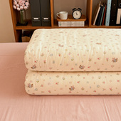 小兔花笺双层纱全棉被套单件180x220x240cm学生宿舍田园纯棉被罩