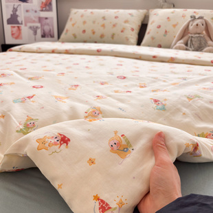 魔法星星A类双层纱全棉四件套1.5m1.8米卡通单人床笠款纯棉三件套