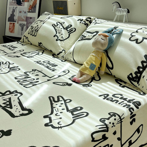 唐朝一只鱼老粗布涂鸦乐园床单