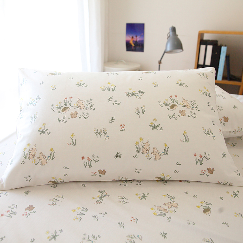 丛林小兔枕套一对装48x74cm纯棉ins风四季儿童单双人枕芯套内胆套