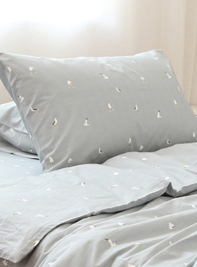 海鸥灰色卡通简约大气纯棉全棉枕套家用大号枕芯皮48cm*74可定做