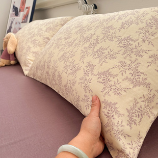 YU-爱意浓全棉双层纱枕套一对装单只48x74cm简约家用纯棉枕头套