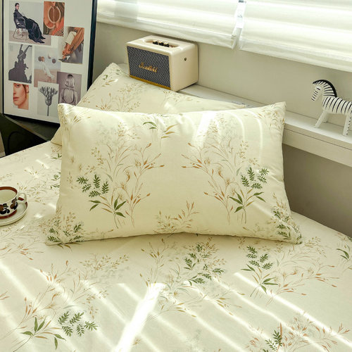 唐朝一只鱼纯棉仙草简约单只枕套