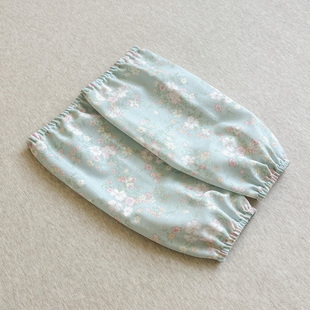 双层纱小苍兰碎花清新防脏套袖冬季女新款防污护袖羽绒服长款袖套