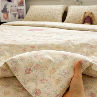 花季加厚纯棉四件套床单被套单件斜纹全棉碎花三件套1.5m1.8四季