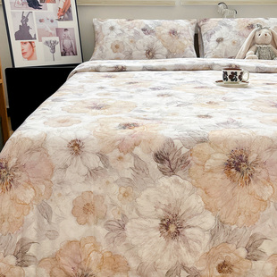 花意浓全棉磨毛加厚四件套纯棉1.8m床笠款四季通用床上用品三件套