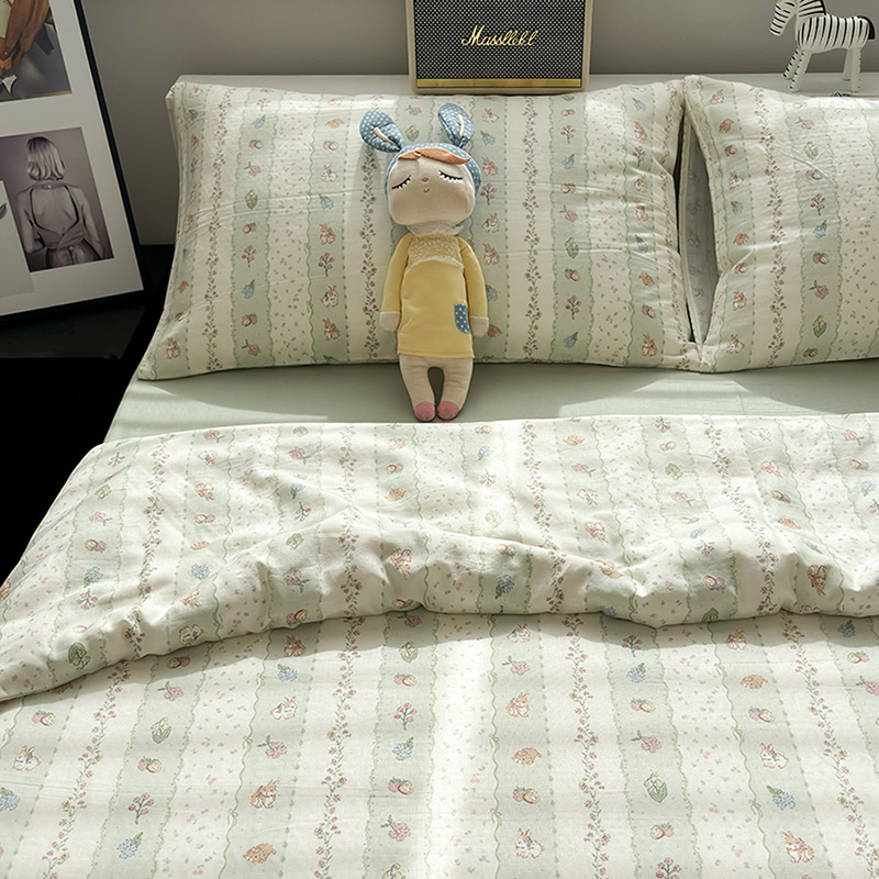 唐朝一只鱼双层纱森林小兔枕套