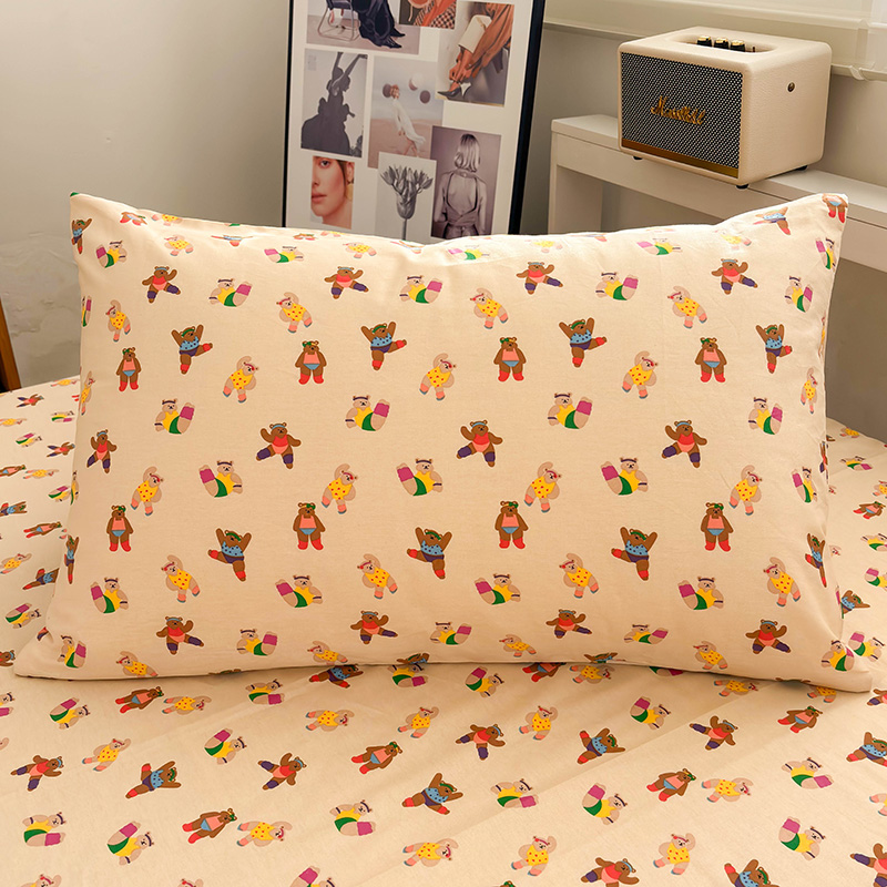 唐朝一只鱼全棉运动小熊单人枕套