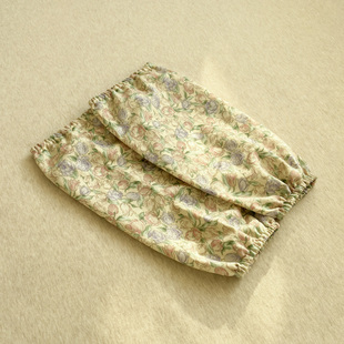 粉郁小碎花双层纱纯棉套袖长款秋冬2026新款防污护袖羽绒服袖套女