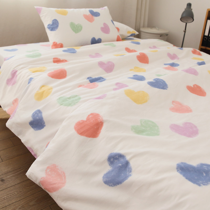 唐朝一只鱼全棉斜纹比心床单被套