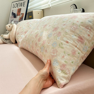 48×74cm枕芯套 A类全棉双层纱甜茶枕套纯棉枕头套亲肤柔软单只装