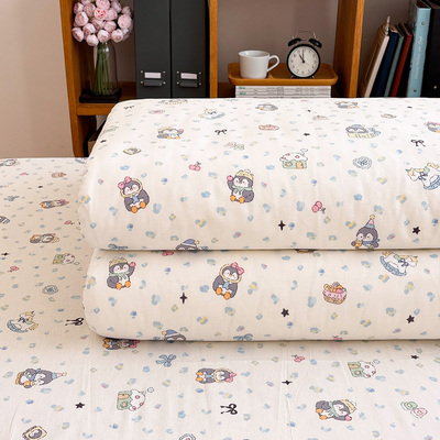 唐朝一只鱼欢乐企鹅全棉被套