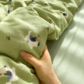 全棉有氧双层纱奶酪狗纱布床单单件宿舍单人纯棉被套可配三四件套