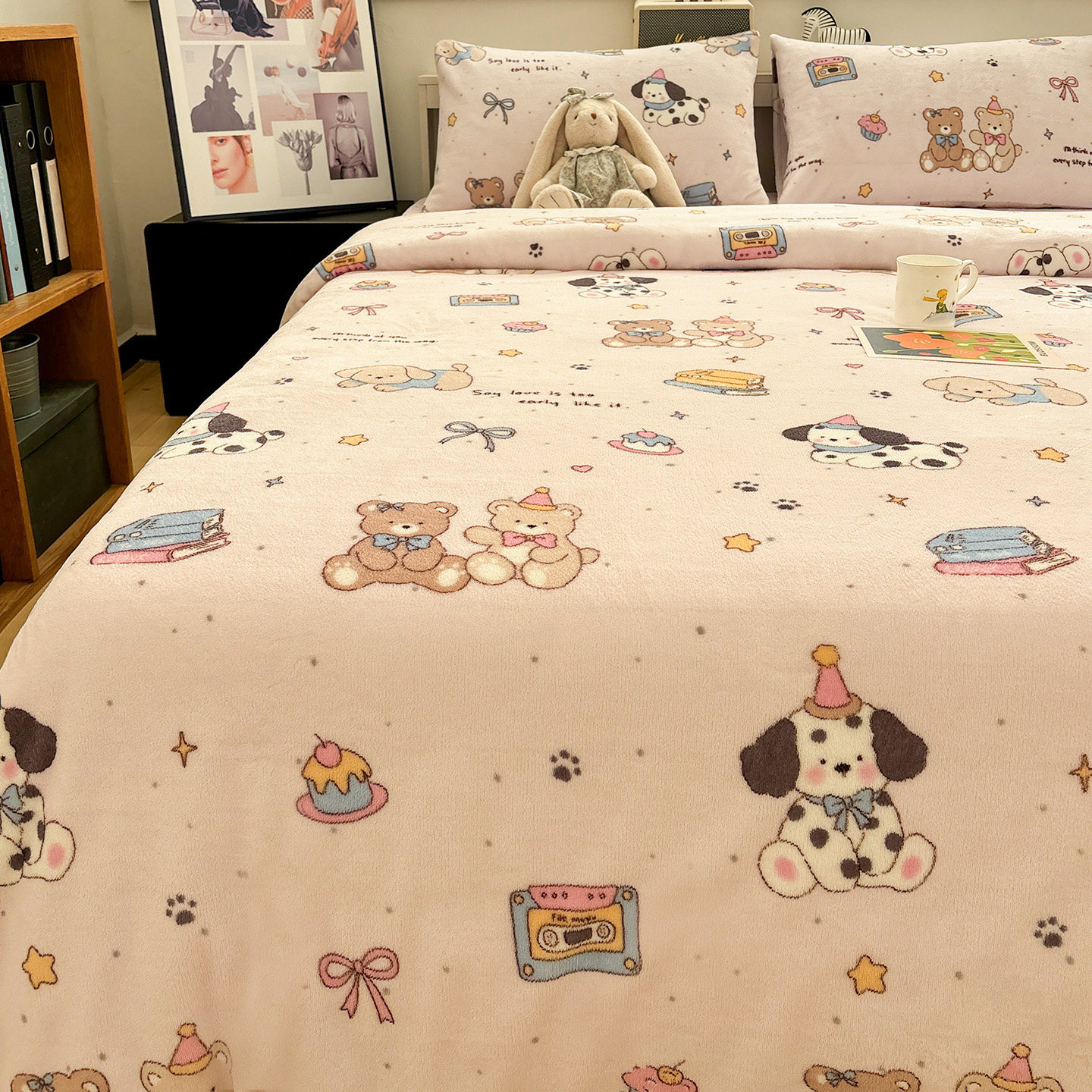 熊友茶话会粉牛奶绒床上三四件套床单1.5m1.8秋冬保暖加厚绒套件,床上用品,床品套件/四件套/多件套,淘宝优惠券,粉丝福利购,淘宝优惠卷