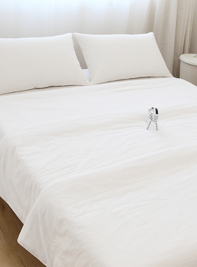 水洗棉纯白色简约纯色床上四件套全棉纯棉水洗棉被套床单床笠三件