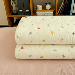 双层纱开心兔棉纱布单双人被套纯棉亲肤卡通宿舍被罩160×210定制