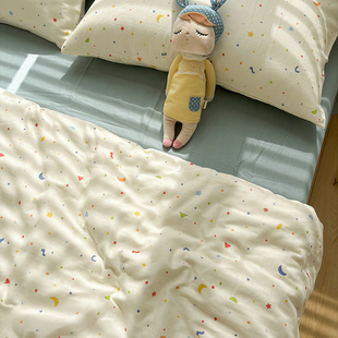 月梦星辰A类全棉双层纱被套简约清新100纯棉被罩双人床上用品新款