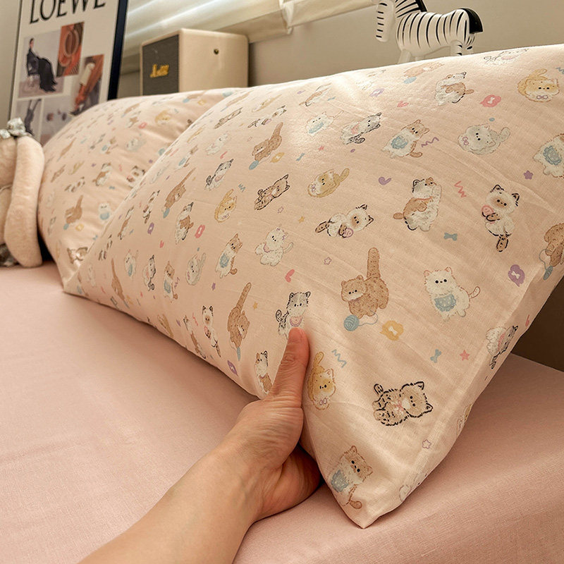 唐朝一只鱼双层纱小奶猫单人枕套