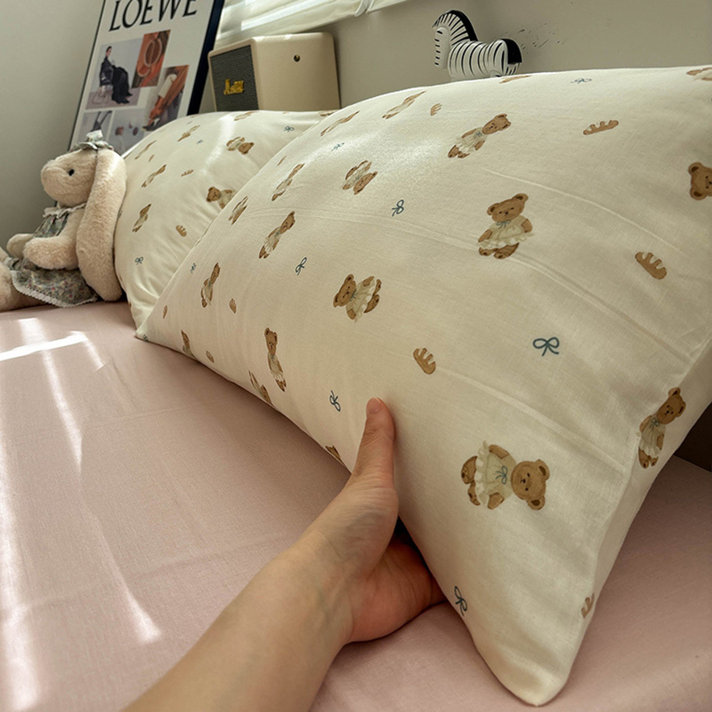 唐朝一只鱼双层纱熊小姐枕套