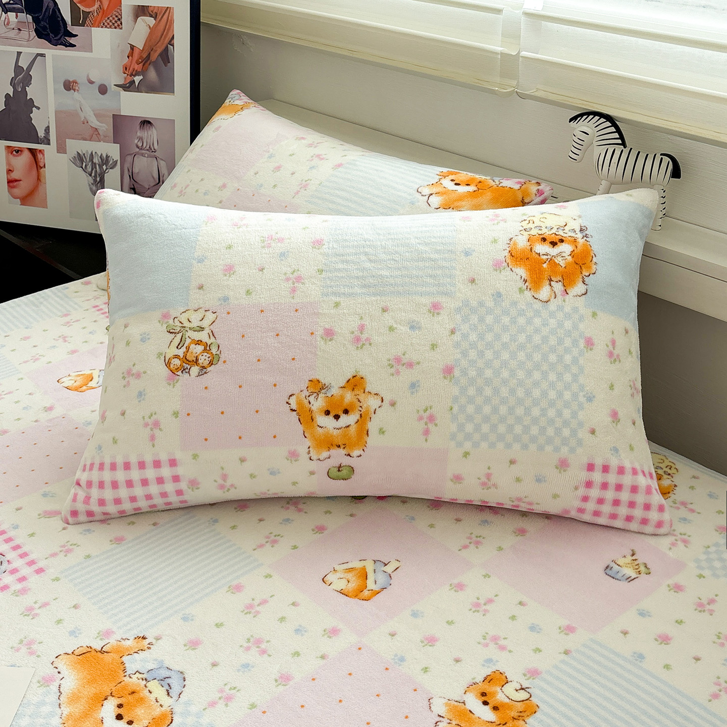 唐朝一只鱼牛奶绒小黄狗枕套