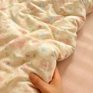 A类双层纱甜茶纯棉床单床笠全棉被套田园风1.8m可配床上三四件套