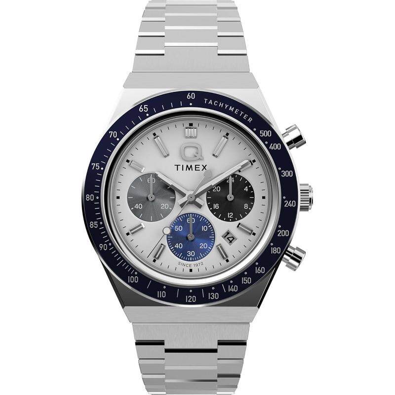 代购Timex天美时男士腕表计时测速日期夜光钢带金属防水银色