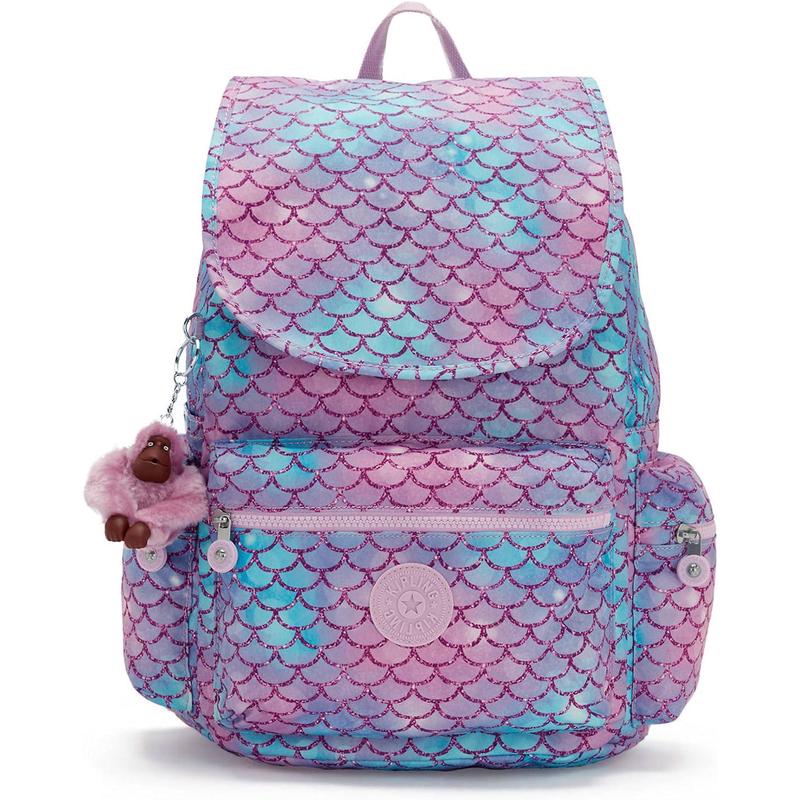 代购Kipling背包女双肩包大容量前袋拉链侧袋设计挂件装饰渐变色