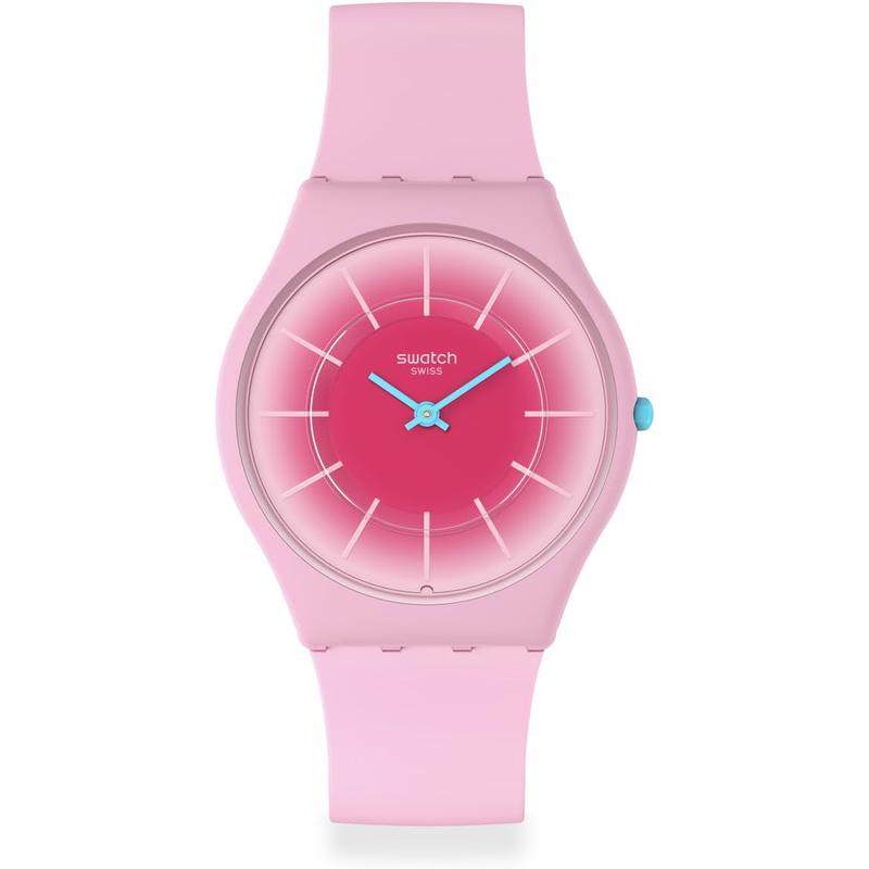 斯沃琪swatch瑞士腕表美国代购中性休闲粉色石英手表时尚百搭